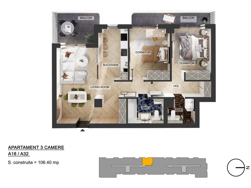 Apartament 3 camere Pipera Plaza, apartament 3 camere