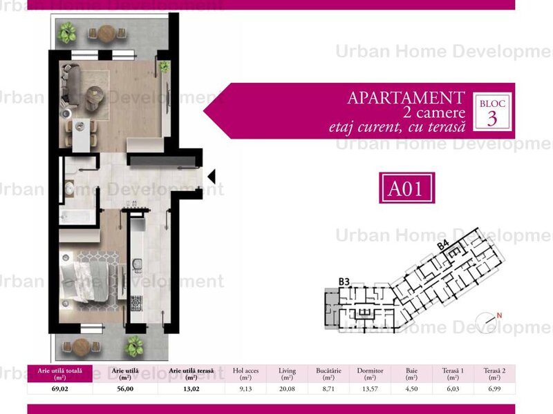 Apartament 2 camere Militari, apartament cu 2 camere decomandat 56 mp utili