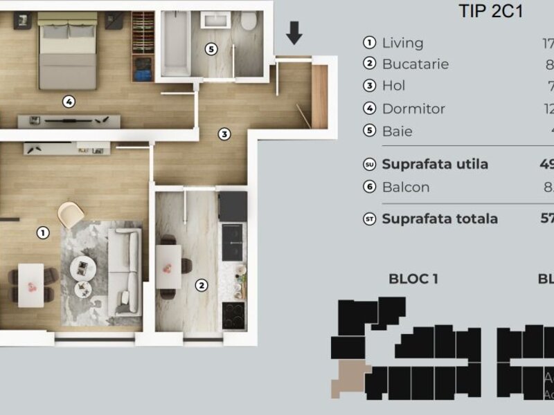 Apartament 2 camere Ilfov 2cam.dec/5min metrou Berceni Direct dezvoltator