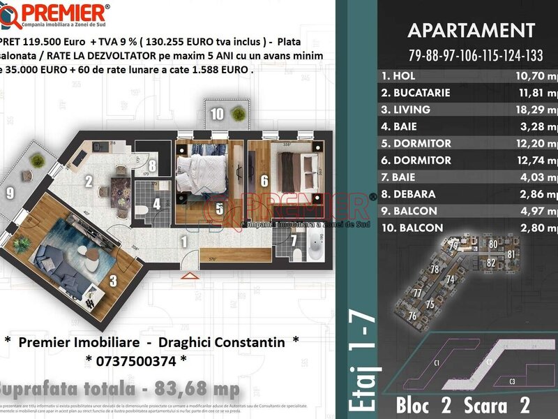 Apartament 3 camere Metalurgiei Rate la Dezvoltator