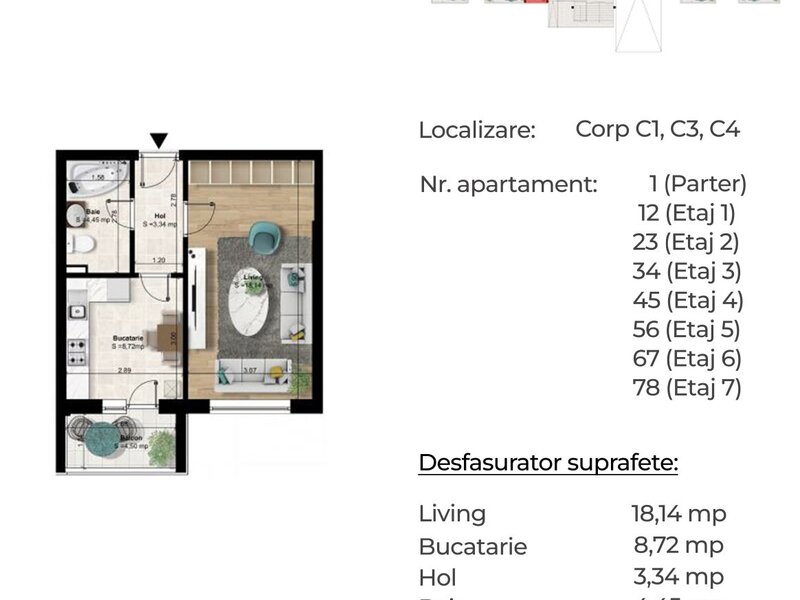 Garsoniera Berceni, 8 min. metrou, garsoniera decomandata