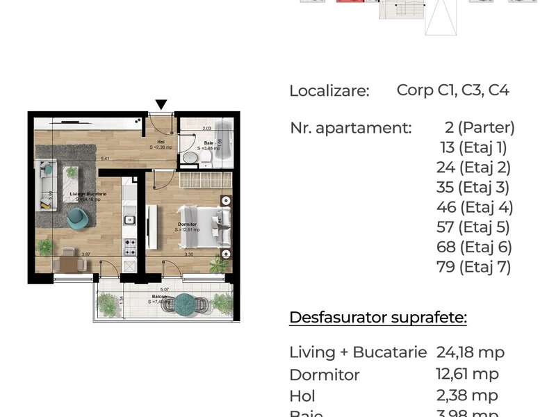 Apartament 2 camere Berceni 2cam studio, 8 minute metrou Preocuparea noastr