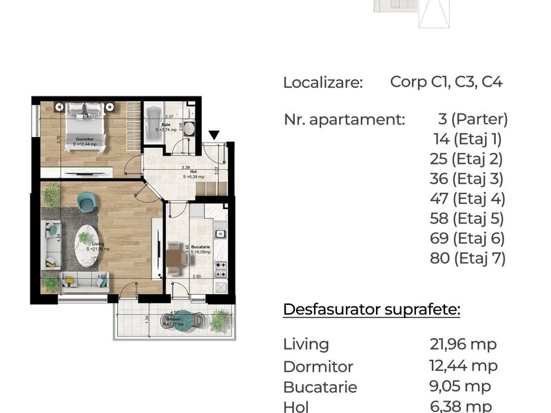 Apartament 2 camere Berceni, 7 min. metrou, ideal