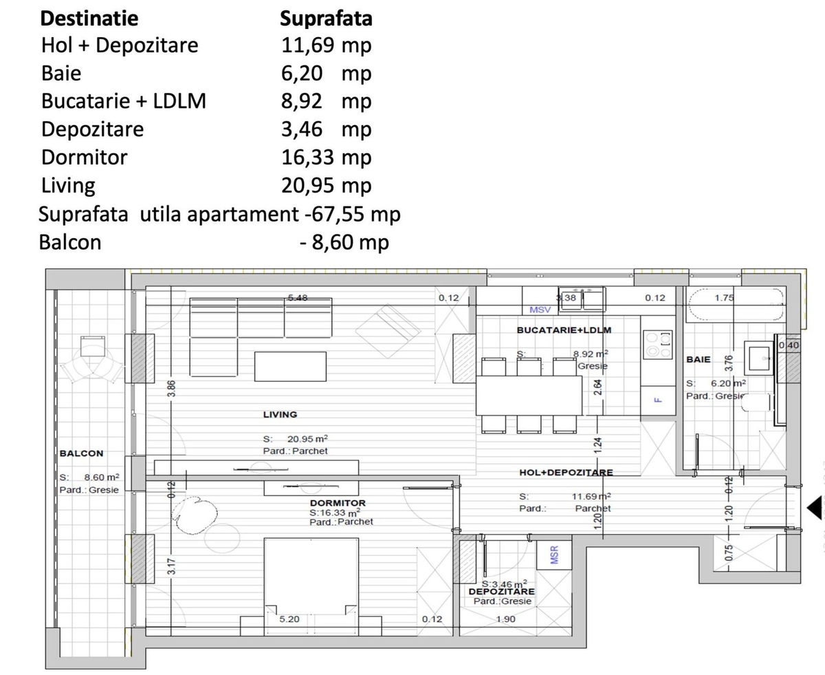 Apartament 2 camere Brasov Apartament nou nelocuit 2 camere 67 mp zona Noua Aer Curat Natura si Confort — fotografia 1